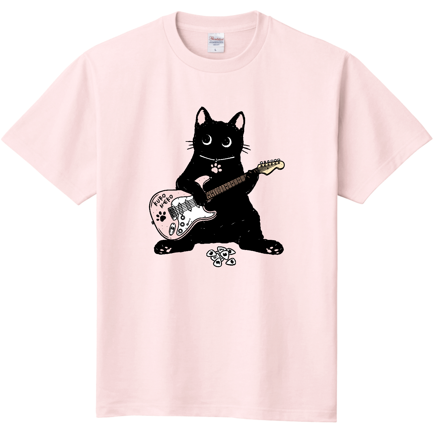 黒猫くん ギター type03 PK Tシャツ｜qroovy - オリラボマーケット