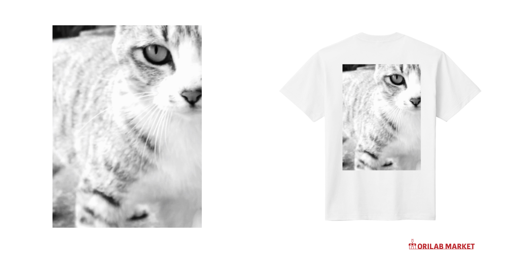 バックプリント じっと見ている猫ちゃん定番Tシャツの商品購入ページ 