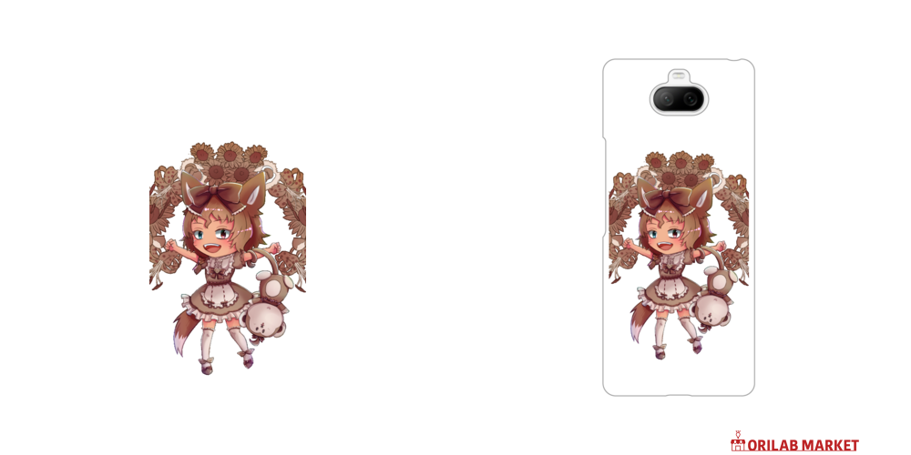 茶色ケモ耳娘とおサルさんのスマホケースXperia 8 ハードクリアケース