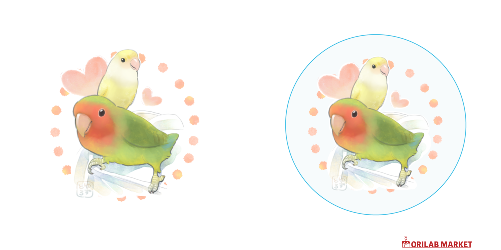 仲良しコザクラ二羽（キメッ）アクリルコースター（丸）の商品購入