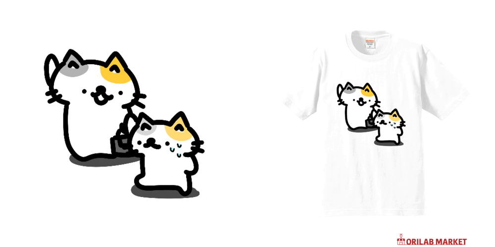 散歩のときは手を挙げる猫プレミアムTシャツの商品購入ページ