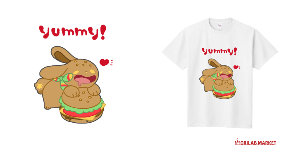 YUMMY！ハンバーガーうさぎ定番Tシャツの商品購入ページ