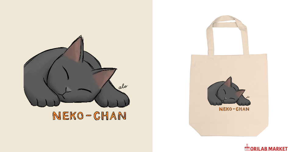 NEKO-CHAN（黒猫01）トートバッグキャンバストート Mの商品購入ページ