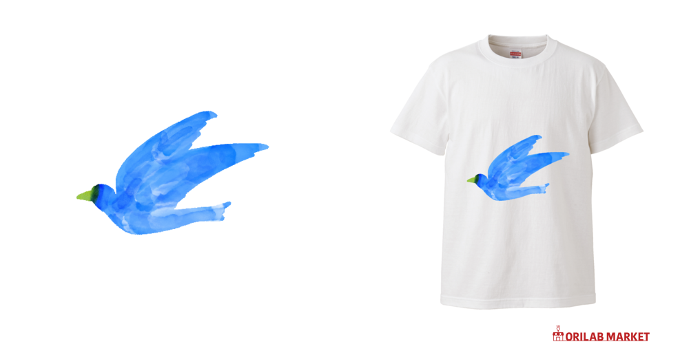 『青い鳥』TAAKK レイヤード プリントTシャツ 646400ffe6f5d.png