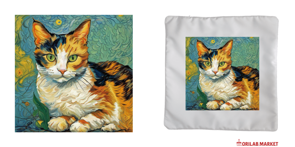 ゴッホ風 三毛猫クッション(大)の商品購入ページ｜クリエイターの
