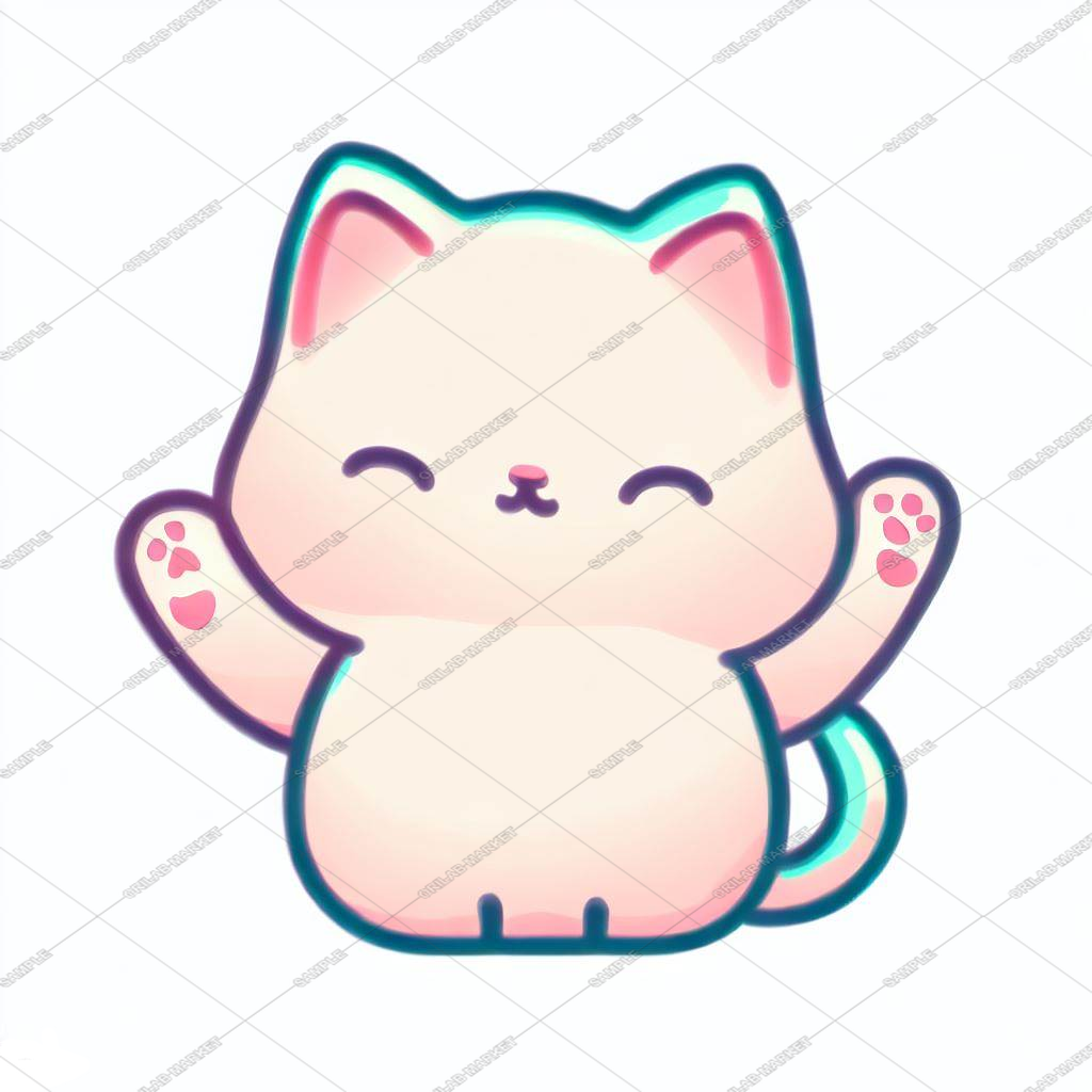 Waving cat（手を振る猫）イラスト登録