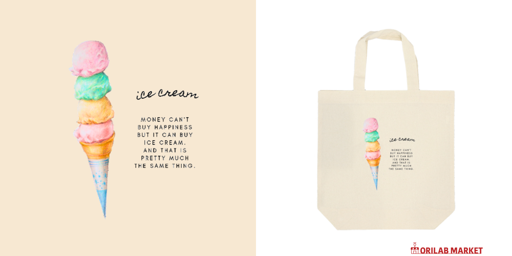 アイスクリーム・バッグ厚手コットンマチ付トート(M)の商品購入ページ