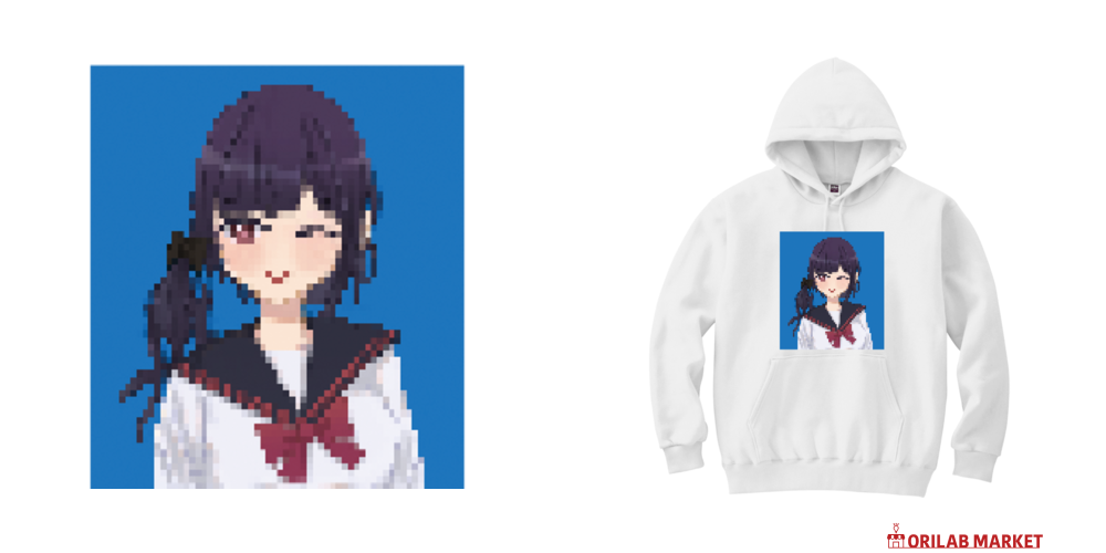 ドット絵の女子高生 パーカー｜チコデザ - オリラボマーケット