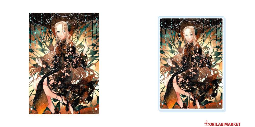 手描きイラスト グッズ 水彩 女の子「黒の妖精」アクリルPOP (140