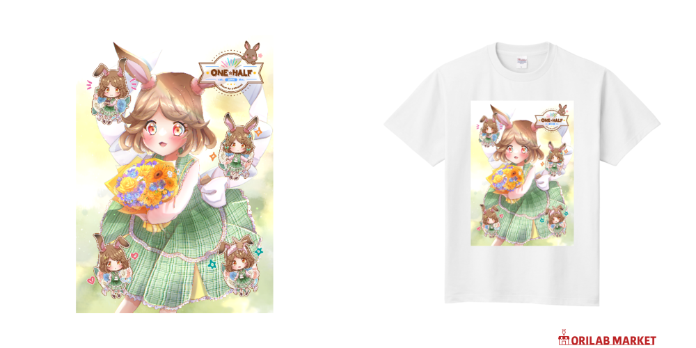 野うさぎちゃんがいっぱい Tシャツ｜ユキオミ - オリラボマーケット