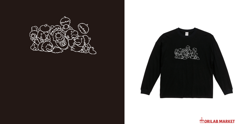 よしとりわちゃわちゃロンTビッグシルエットロングスリーブTシャツの