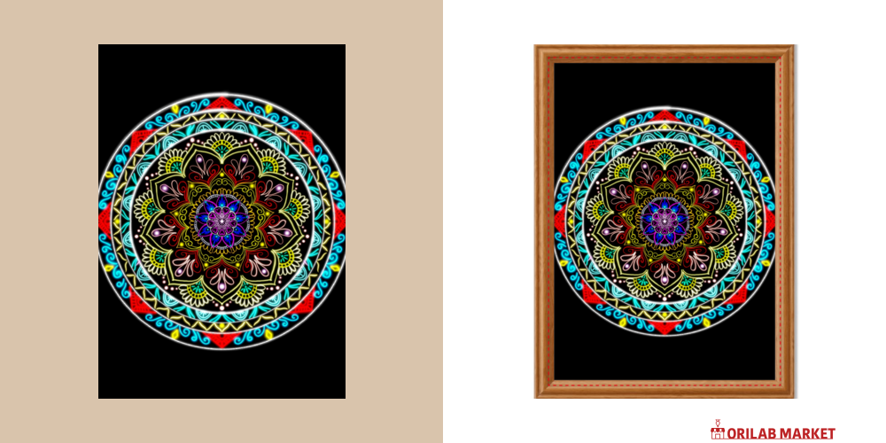 ネオン風曼荼羅アートデザインパネル (A4 キャンバス)の商品購入ページ