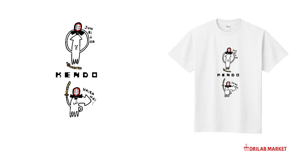 剣道 面をかぶるイカ定番Tシャツの商品購入ページ