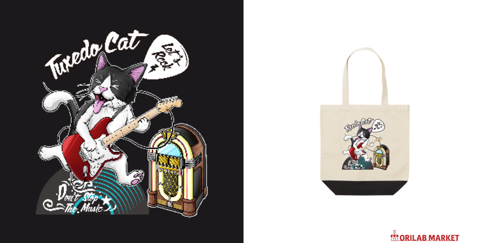 ハチワレ猫×ギター バッグ｜トヤ画伯 - オリラボマーケット