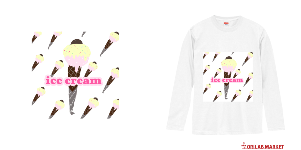 Ice Cream ロゴロングスリーブカットソー ロンT ピンク b168f.jpg