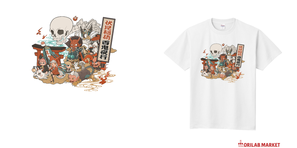 伏見稲荷百鬼夜行定番Tシャツの商品購入ページ｜クリエイターの