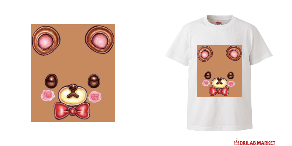 限りなくクマちゃんのお顔ʕ•ᴥ•ʔ Tシャツ｜きゃべ子 - オリラボマーケット