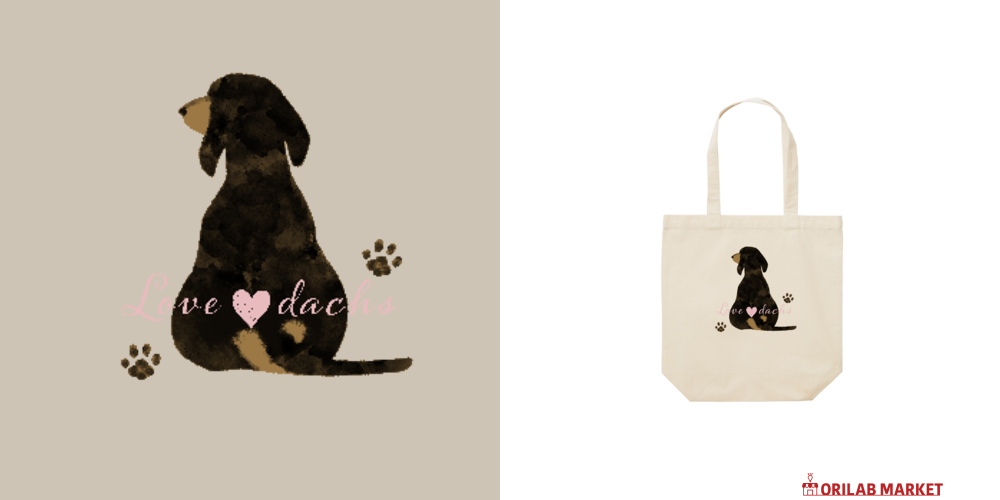 ミニチュアダックスフンド（後ろ姿レギュラーキャンバストートバッグ(M