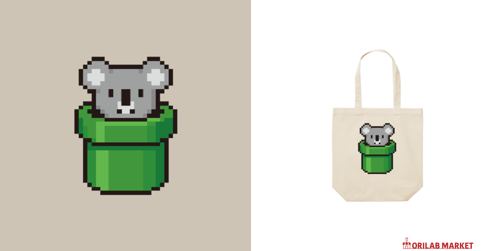 土管からコアラ（ドット絵） バッグ｜オノマトピア - オリラボマーケット