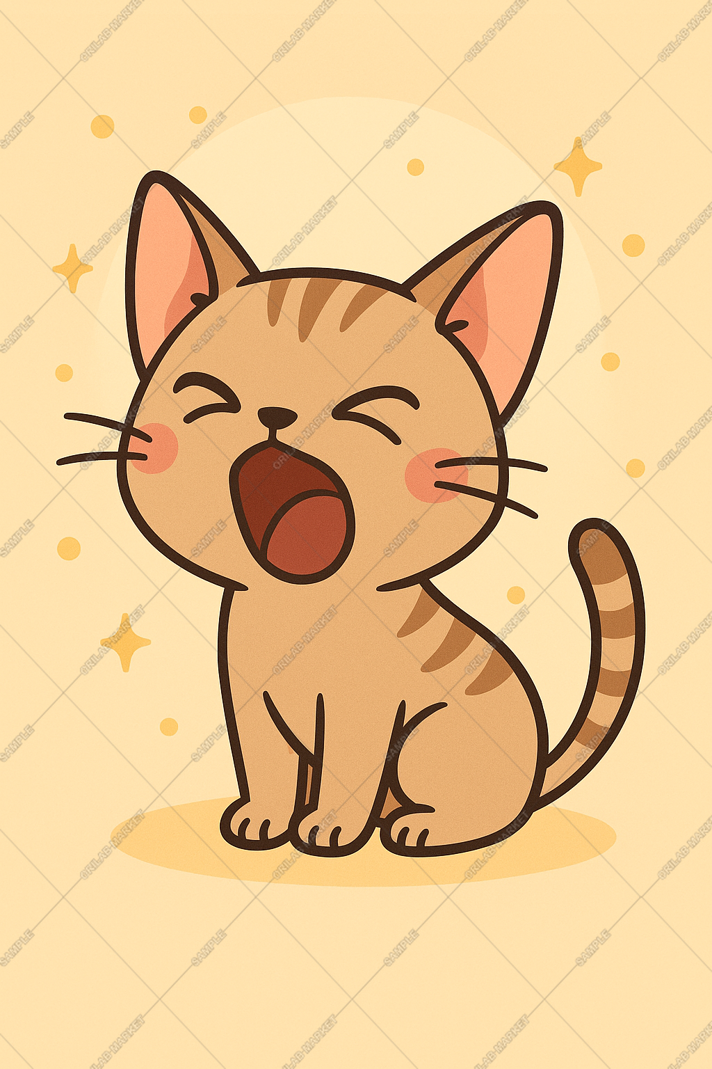 【あくび猫】アジアン猫のデフォルメ風イラスト