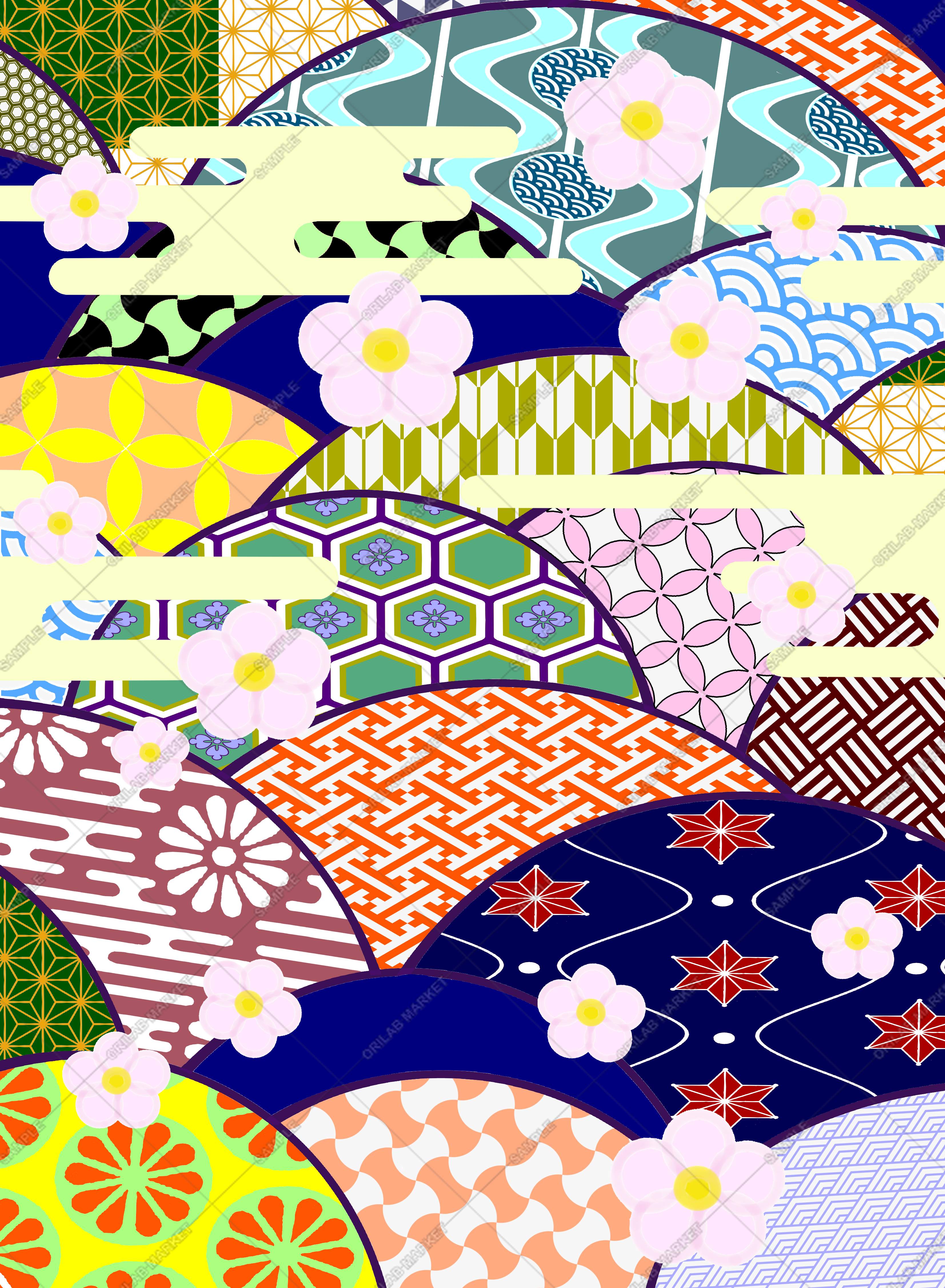 和柄アレンジ  パッチワーク風