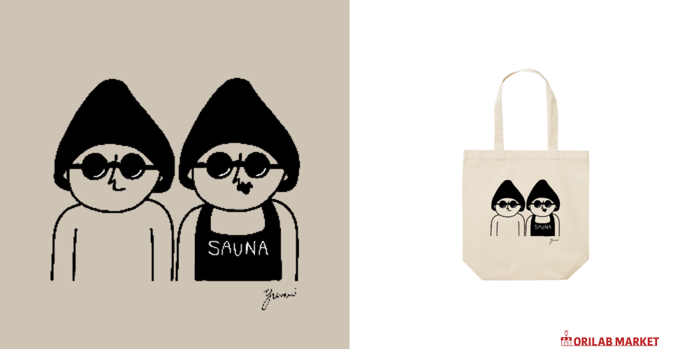 SAUNA TIME(白抜きタイプ)レギュラーキャンバストートバッグ(M