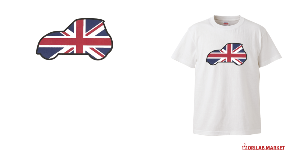 イギリス国旗ユニオンジャック柄車イラストハイクオリティーT