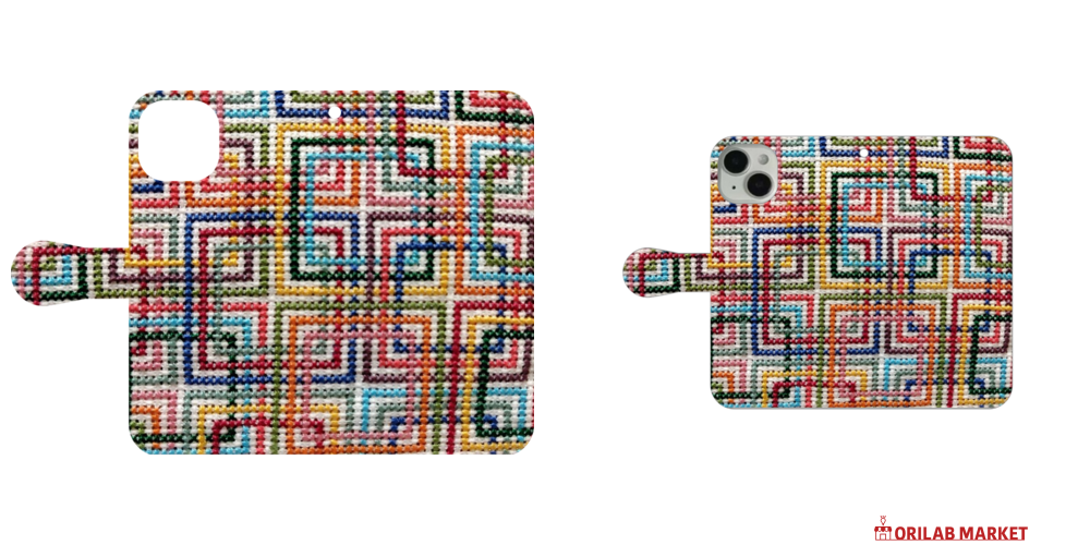 クロスステッチ刺繍の画像 手帳型スマホケース｜葵りんじゅ - オリラボ