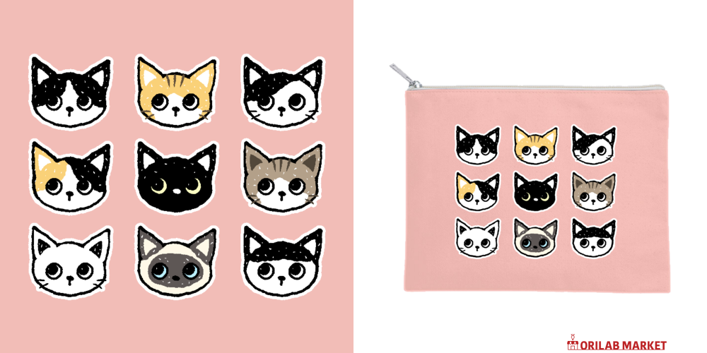 THE NEKO FACE 猫ちゃんの顔 ポーチ｜qroovy - オリラボマーケット