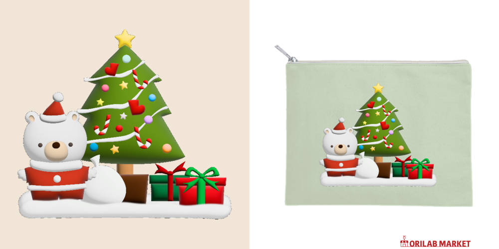 クマちゃんサンタ！プックリイラスト・クリスマスキャンバスフラット