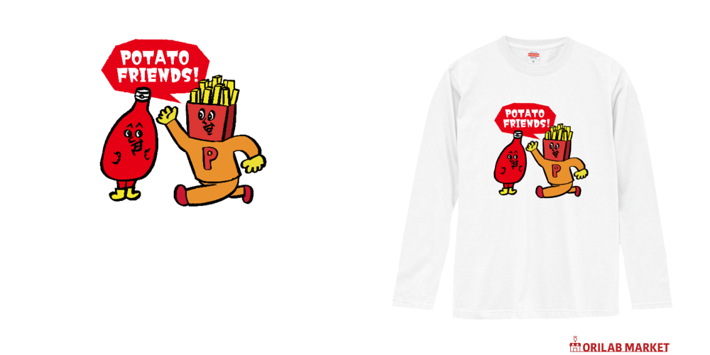キャラクターシリーズ「ポテトマンとケチャップくん」 長袖Tシャツ