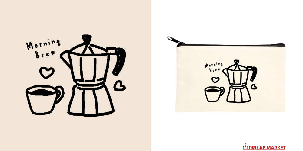朝のコーヒー【カフェ・フード・ゆるイラスト】 ポーチ｜オノマトピア