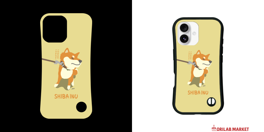 イヤイヤ柴犬_くすみカラー iPhone耐衝撃吸収グリップケース
