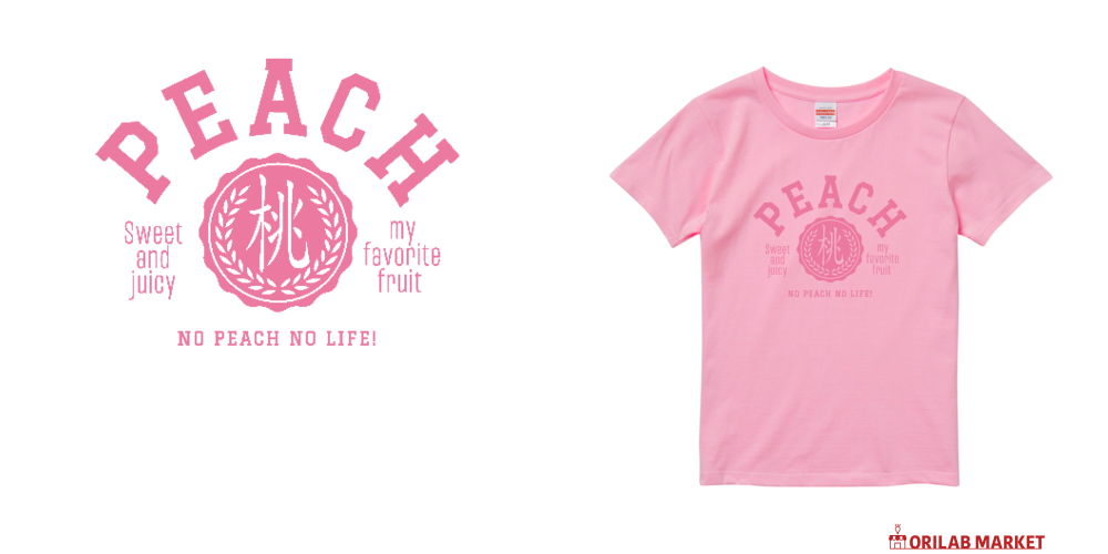 PEACH・桃・モモ大好き レディースTシャツ｜piriri pop - オリラボ