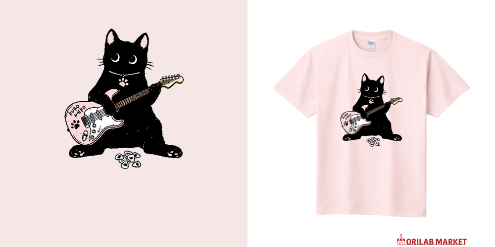 黒猫くん ギター type03 PK定番Tシャツの商品購入ページ