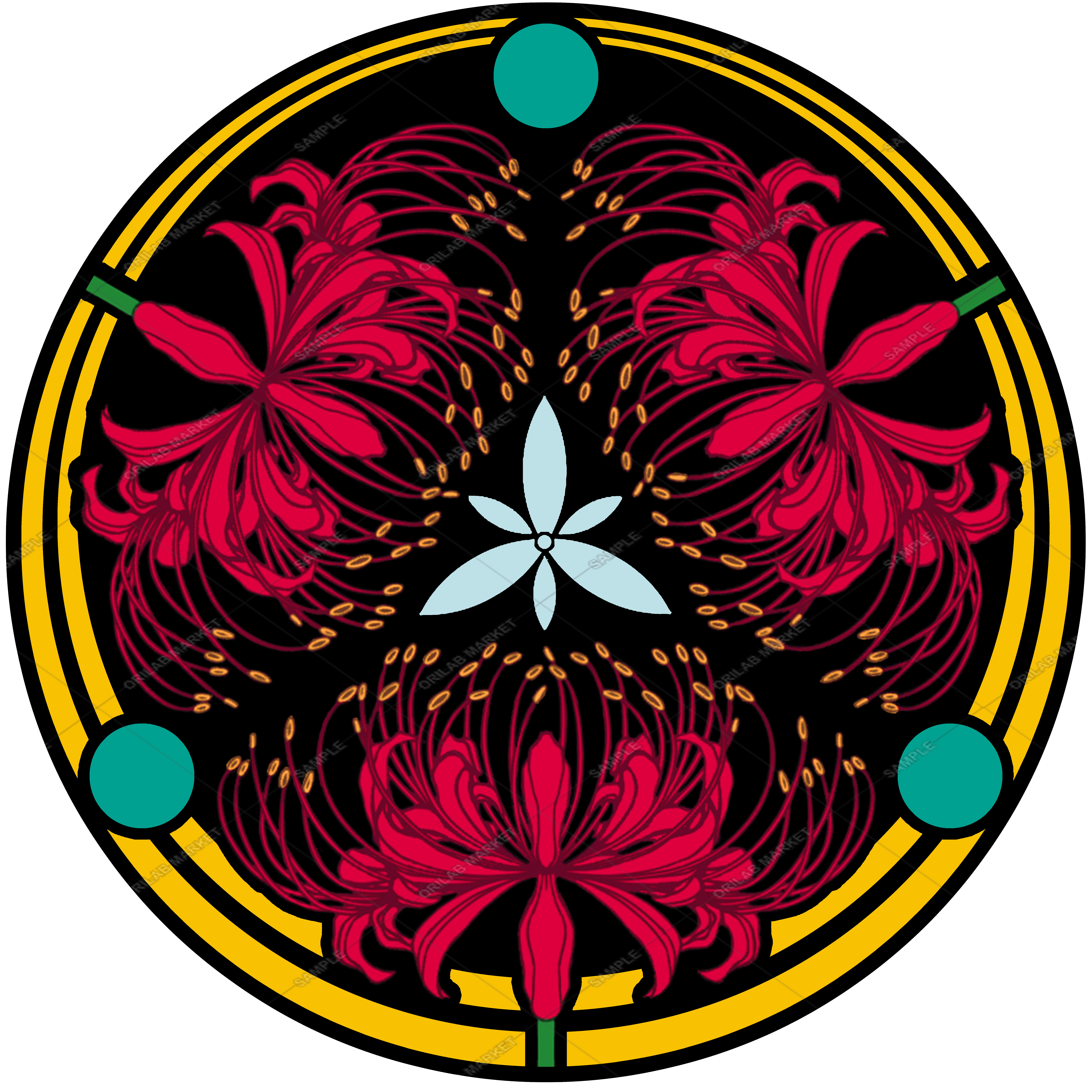 彼岸花の家紋 黒