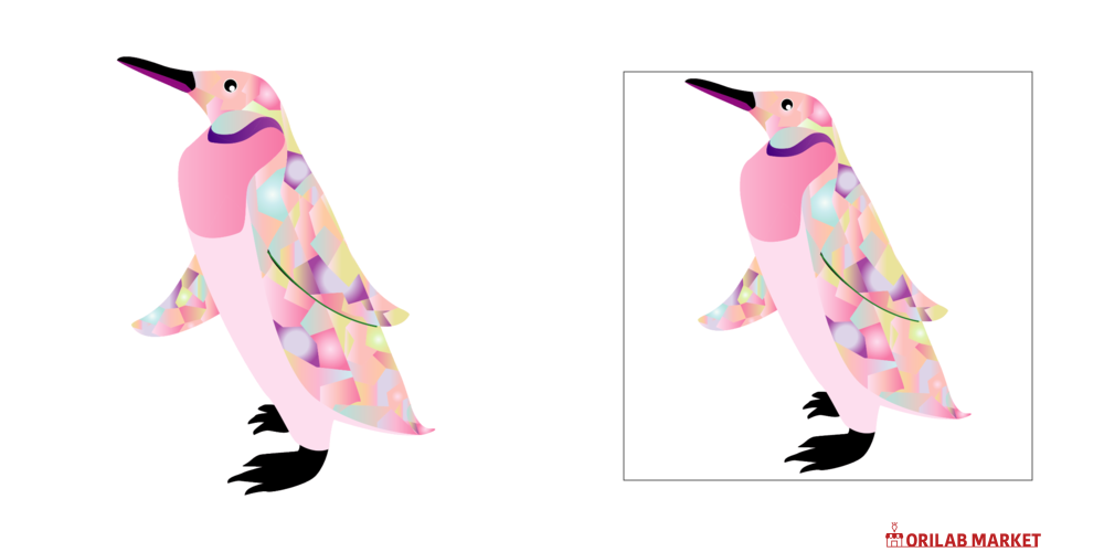 ピンクペンギンのワンポイントイラストアクリルブロックの商品購入