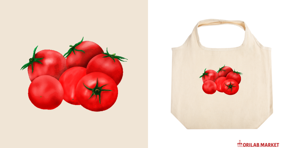 ＊ トマト様 似顔絵オーダー ご購入専用ページ ＊ 手書きのトマトのイラストたためるマルシェ【白プリントあり】の商品