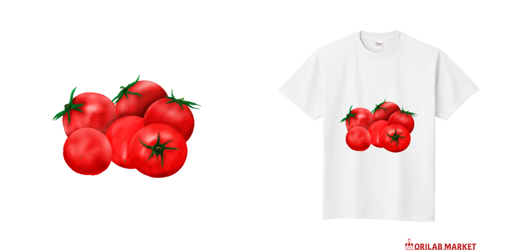 手書きのトマトのイラスト定番Tシャツの商品購入ページ｜クリエイター