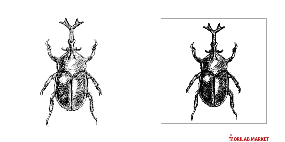 カブトムシのアクリル画 30cm x 30cm 手書きのカブトムシのワンポイントイラスト パネル｜チコデザ - オリ