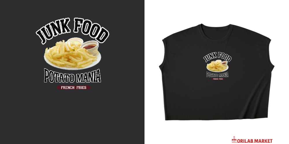 細細フライドポテト（ビンテージ風） Tシャツ｜メシテロタイプ（飯テロ