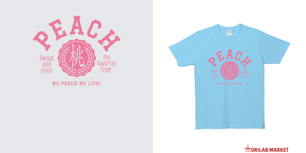 PEACH・桃・モモ大好き Tシャツ｜piriri pop - オリラボマーケット