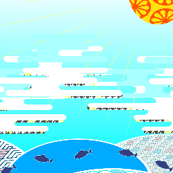 和柄アレンジ 青海波と夏空