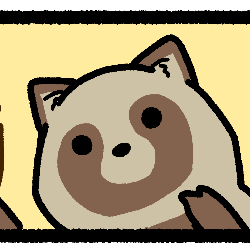 TANUを指さすたぬき