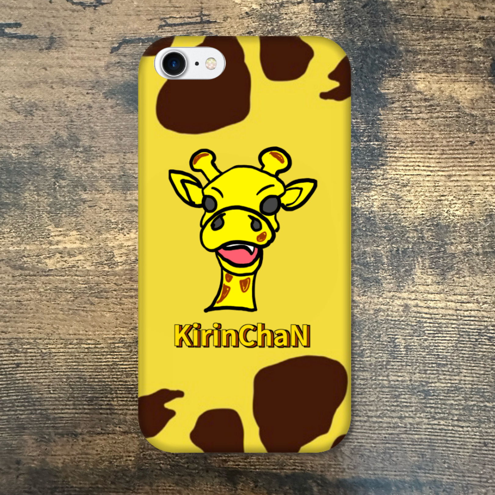 KirinChaNスマホケース【iPhone】キリン柄 側表面印刷iPhoneケース